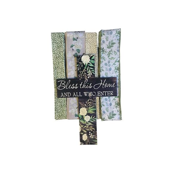 Bless This Home Cross Sign & 12 Yards Ribbon Bundle | DIY Wreath Craft Kit - Picture 7 of 7
